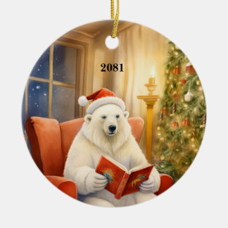 Cerâmica Ornamento de Data de Personalização do Urso Polar