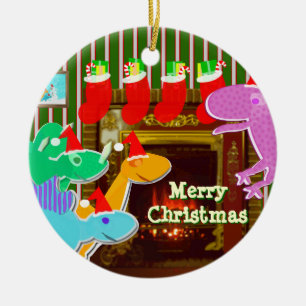 Cerâmica Ornamento de Dinos do Feliz Natal