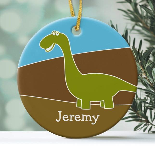 Cerâmica Ornamento de Dinossauro de Cartoon Bonito (Personalized Ornament - Dinosaur)