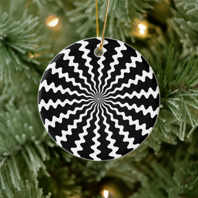 Cerâmica Ornamento de Disco Espiral Zig Zag (Árvore)
