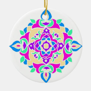 Cerâmica Ornamento de Diwali com teste padrão de Rangoli