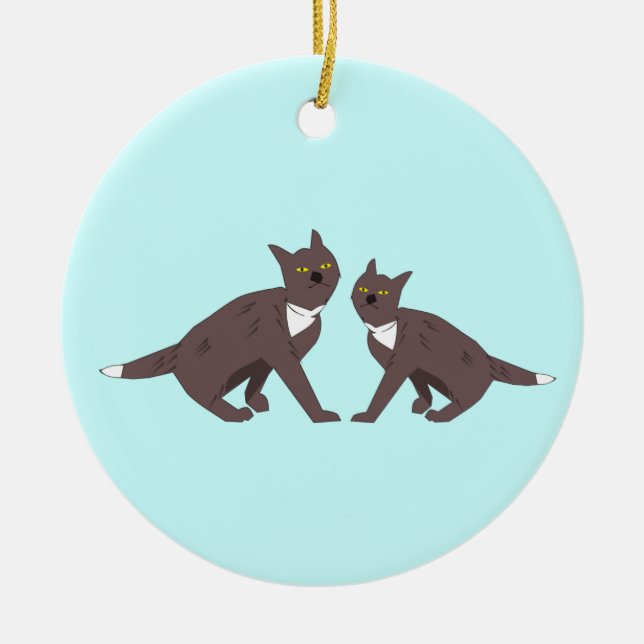 Cerâmica Ornamento de dois gatos (Frente)