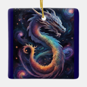 Cerâmica ornamento de dragão cósmico