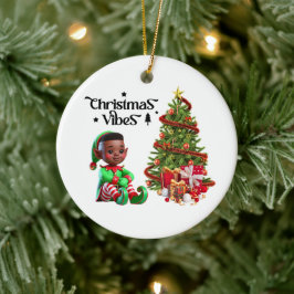Cerâmica Ornamento de Elf de Natal BMSC, V3