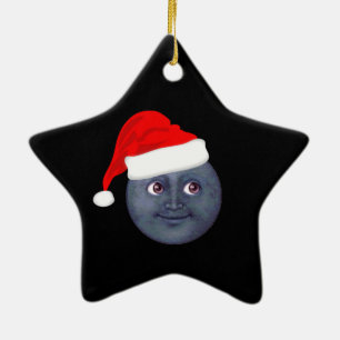 Cerâmica Ornamento de Emoji da lua do Natal