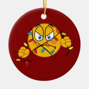 Cerâmica Ornamento de Emoji das luzes de Natal