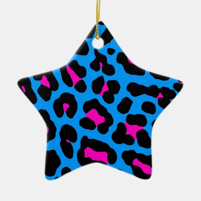 Cerâmica Ornamento de Estrela com Impressão de Leopardo Ret (Frente)