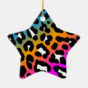 Cerâmica Ornamento de Estrela com Impressão de Leopardo Ret