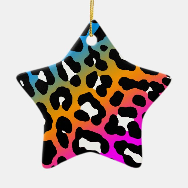 Cerâmica Ornamento de Estrela com Impressão de Leopardo Ret (Frente)