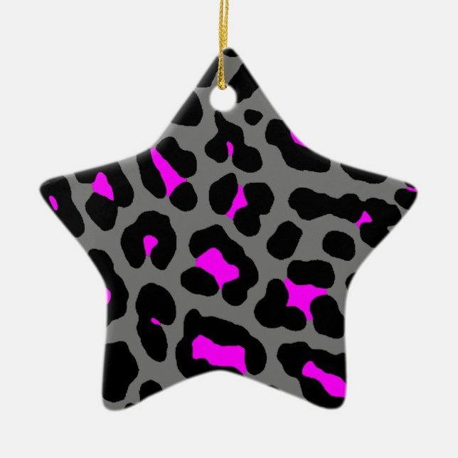 Cerâmica Ornamento de Estrela com Impressão de Leopardo Ret (Frente)