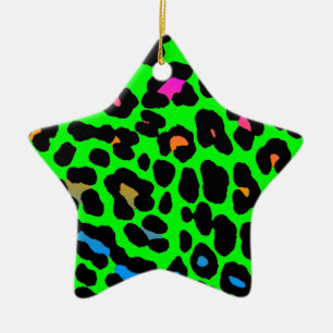 Cerâmica Ornamento de Estrela com Impressão de Leopardo Ret
