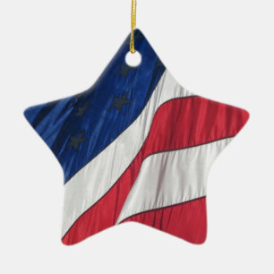 Cerâmica Ornamento de Estrela de Porcelana da Bandeira Amer