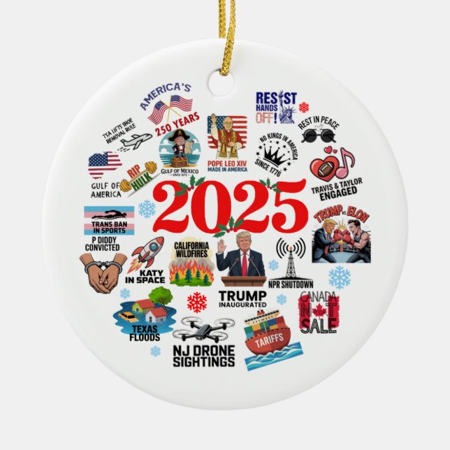 Cerâmica Ornamento de eventos notáveis 2025 (Frente)