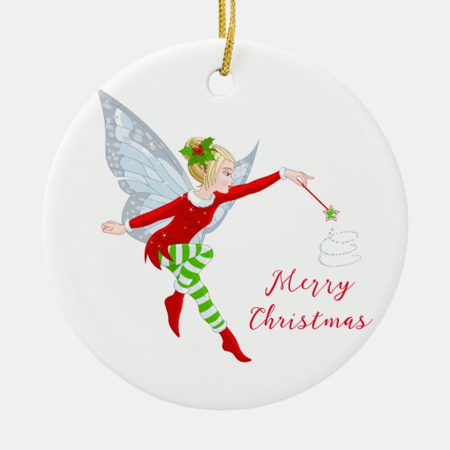 Cerâmica Ornamento de Fadas de Natal (Frente)