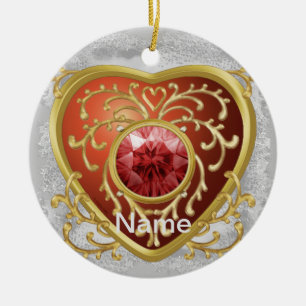 Cerâmica Ornamento de fadas do Coração Vermelho Faux Jewel