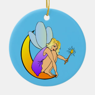 CERÂMICA ORNAMENTO DE FAIRY AZUL
