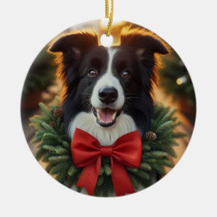 Cerâmica ornamento de feriado de Border Collie