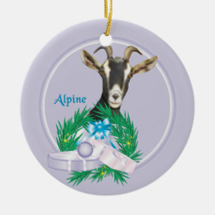 Cerâmica Ornamento de Feriado de Cabra Alpina