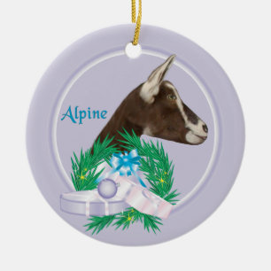 Cerâmica Ornamento de Feriado de Cabra Alpina