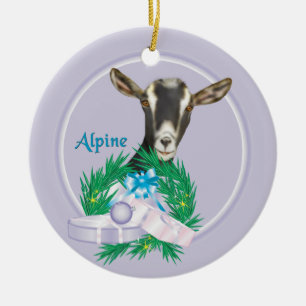 Cerâmica Ornamento de Feriado de Cabra Alpina