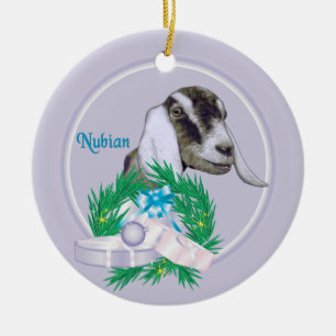 Cerâmica Ornamento de Feriado de Cabra Nubiana