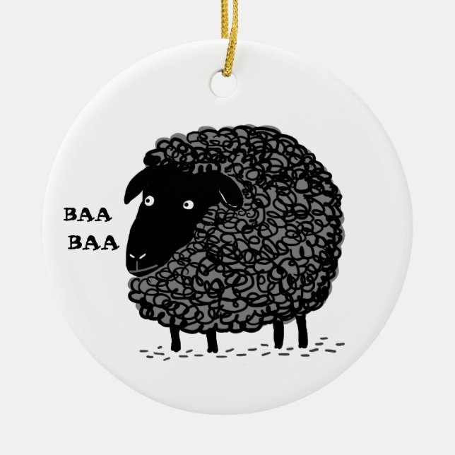 Cerâmica Ornamento de Feriado de Férias Ba Baa Black Sheep  (Frente)