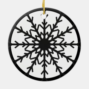 Cerâmica Ornamento de Feriado de Neve Preto e Branco Negrit