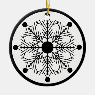 Cerâmica Ornamento de Feriado de Neve Preto e Branco Negrit