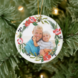 Cerâmica Ornamento de Feriado Floral de Chic Watercolor