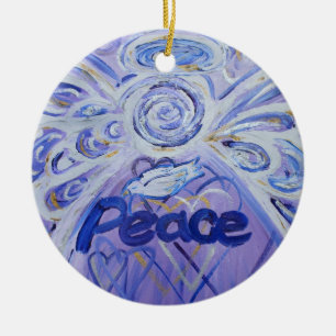Cerâmica Ornamento de Feriados de Arte do Peace Angel Word