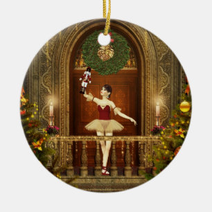 Cerâmica Ornamento de Feriados de Ballerina e Nutcracker