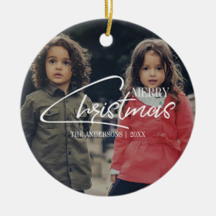Cerâmica Ornamento de Feriados de Script de Natal Nostálgic