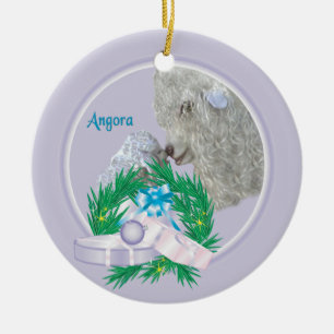 Cerâmica Ornamento de Férias Angora Goat Wreath
