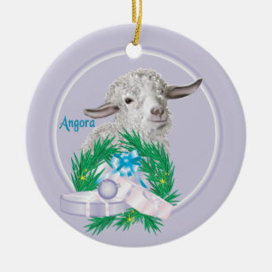 Cerâmica Ornamento de Férias Angora Goat Wreath
