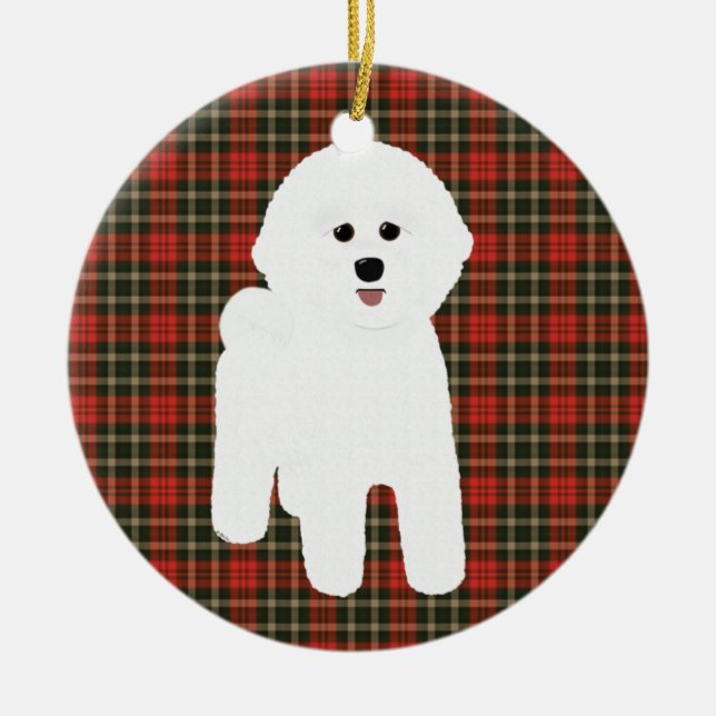 Cerâmica Ornamento de Férias Bichon Frise (Frente)