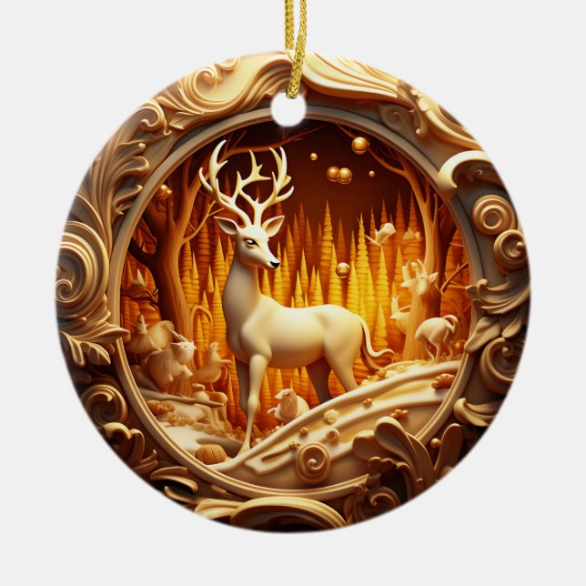 Cerâmica Ornamento de Férias de Natal Dourado (Frente)