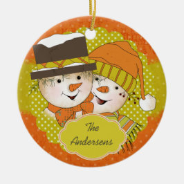 Cerâmica Ornamento de Férias Neves Pontilhadas Laranja/Most