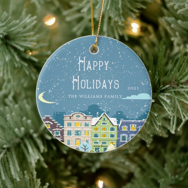 Cerâmica Ornamento de Férias no Dia da Neve na Casa de Nata (Árvore)