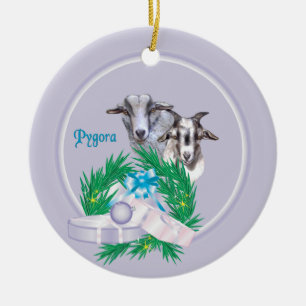 Cerâmica Ornamento de Férias Pygora Goat Wreath