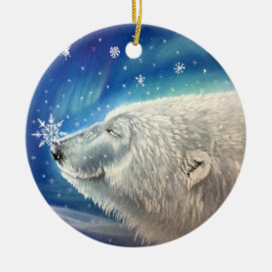 Cerâmica Ornamento de Flocos de Neve do Urso Polar