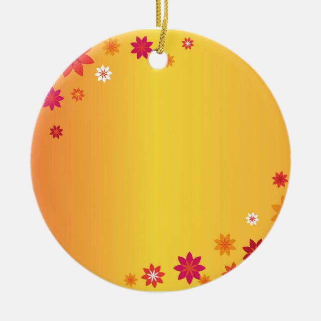 Cerâmica Ornamento de Flores Laranja (Frente)