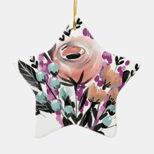Cerâmica Ornamento de Flores Pintadas