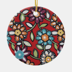 Cerâmica ornamento de flores pintadas à mão
