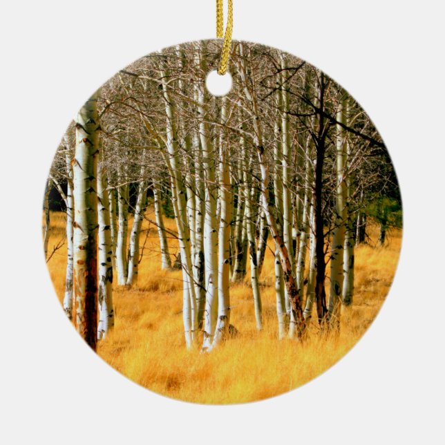 Cerâmica ornamento de floresta de aspen (Frente)