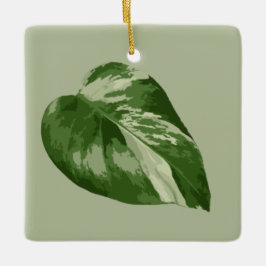 Cerâmica Ornamento de Folha de Monstera Variegada