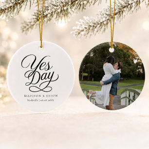 Cerâmica Ornamento de Foto de Casamento Personalizado com D