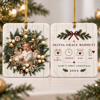 Cerâmica Ornamento de Foto de Primeiro Natal Personalizado