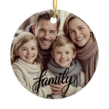 Ornamento de Foto Personalizado com Amor Familiar 