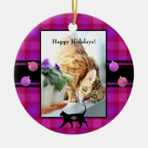 Cerâmica Ornamento de Fotos com Gráfico de Cat e texto HAMb