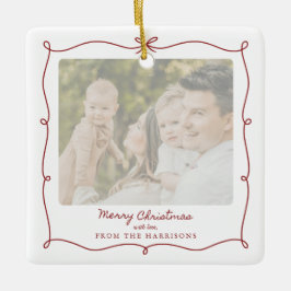 Cerâmica Ornamento de Fotos da Família Feliz Natal Red Fram